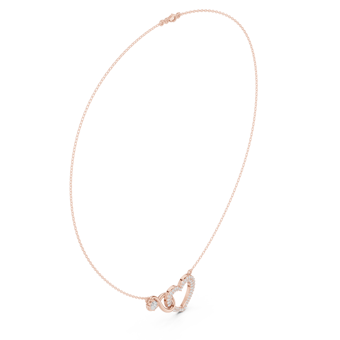 0.88ctw Solid Gold Pave Diamond Infinity Heart Pendant