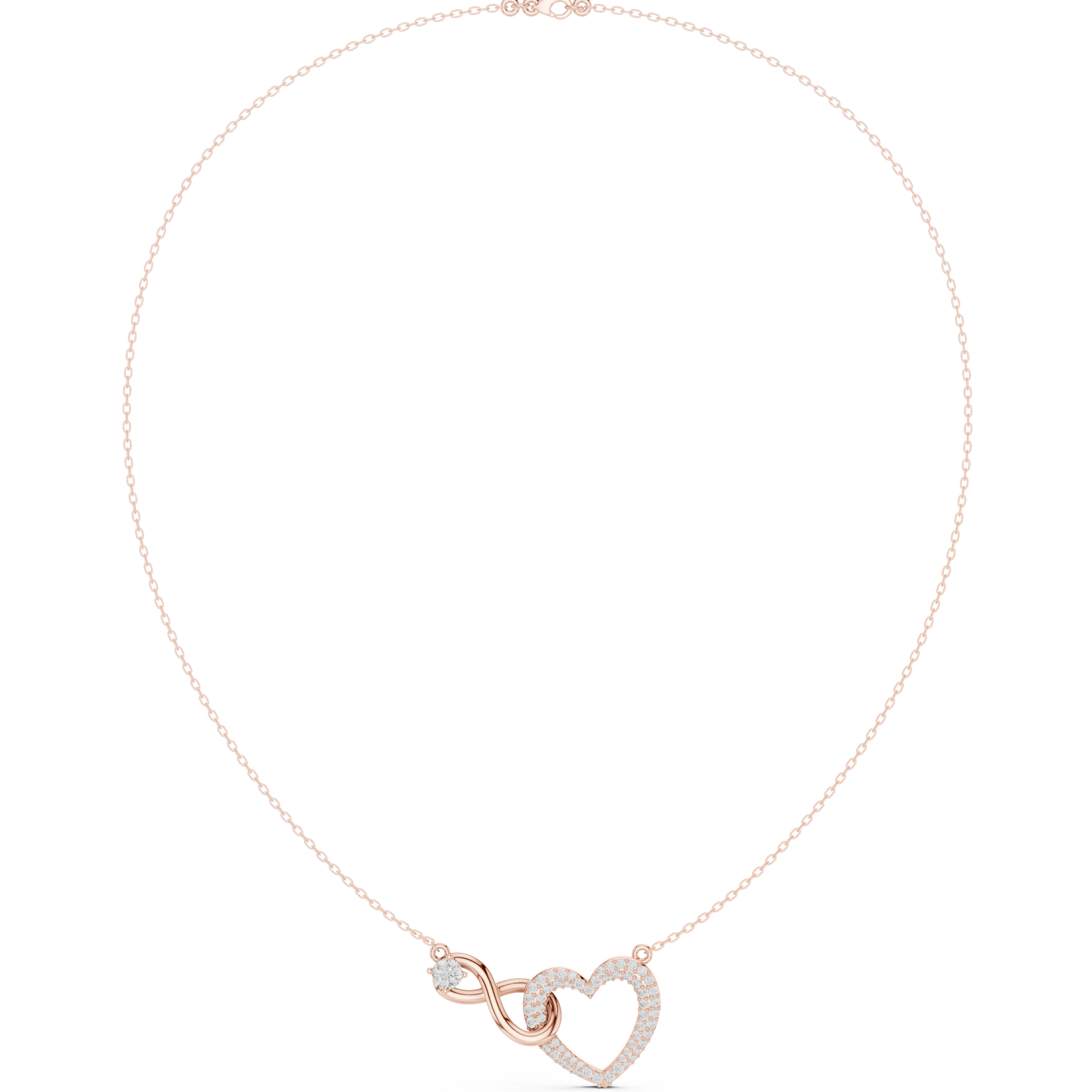 0.88ctw Solid Gold Pave Diamond Infinity Heart Pendant