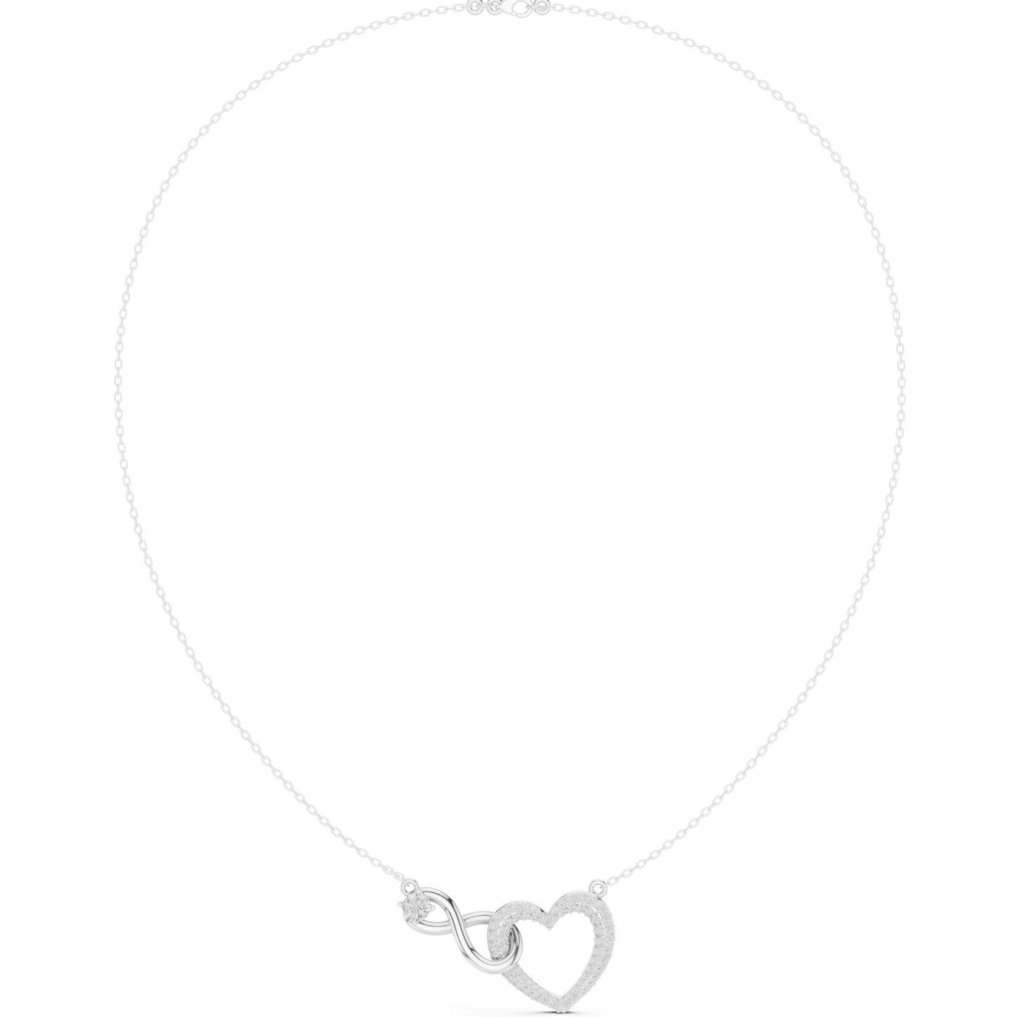 0.88ctw Solid Gold Pave Diamond Infinity Heart Pendant