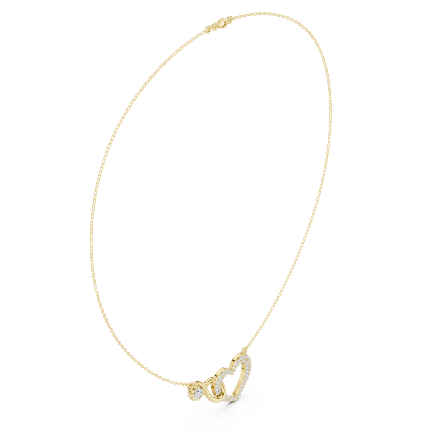 0.88ctw Solid Gold Pave Diamond Infinity Heart Pendant