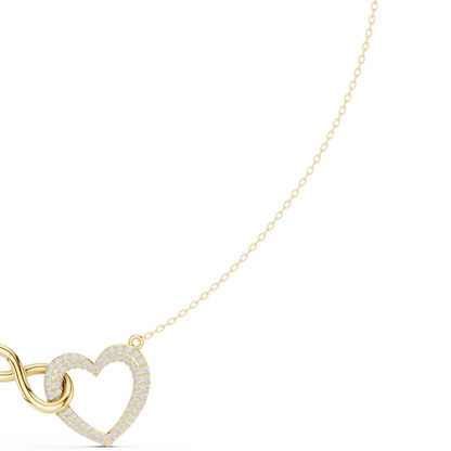 0.88ctw Solid Gold Pave Diamond Infinity Heart Pendant