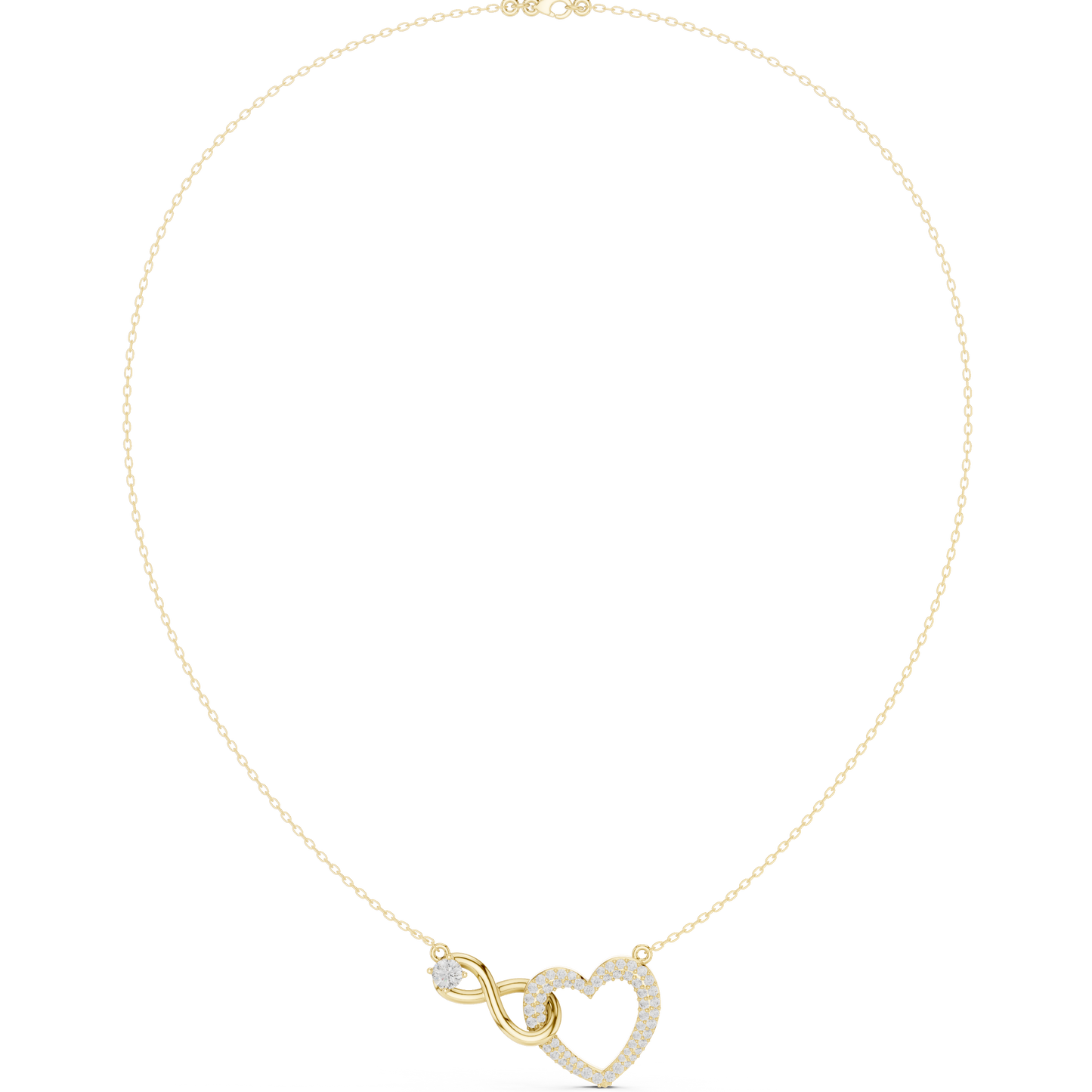 0.88ctw Solid Gold Pave Diamond Infinity Heart Pendant