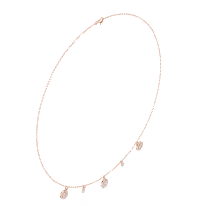 Yellow Gold Pave Round Disc Charm Dangle Choker Necklace - 0.46ctw