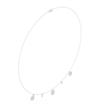 Yellow Gold Pave Round Disc Charm Dangle Choker Necklace - 0.46ctw