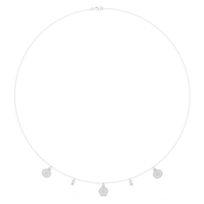 Yellow Gold Pave Round Disc Charm Dangle Choker Necklace - 0.46ctw