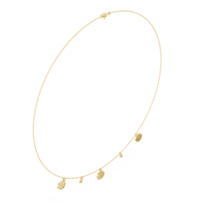 Yellow Gold Pave Round Disc Charm Dangle Choker Necklace - 0.46ctw