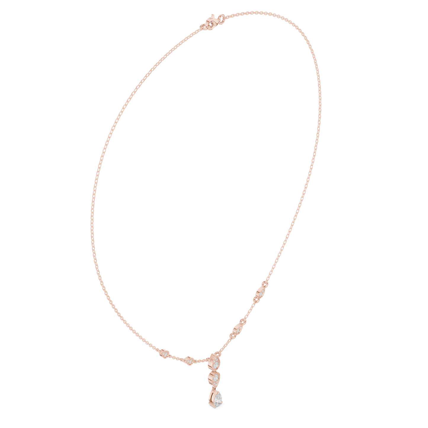0.64ctw Gold Pear Cut Diamond Bezel Y-Necklace Lariat Drop Chain