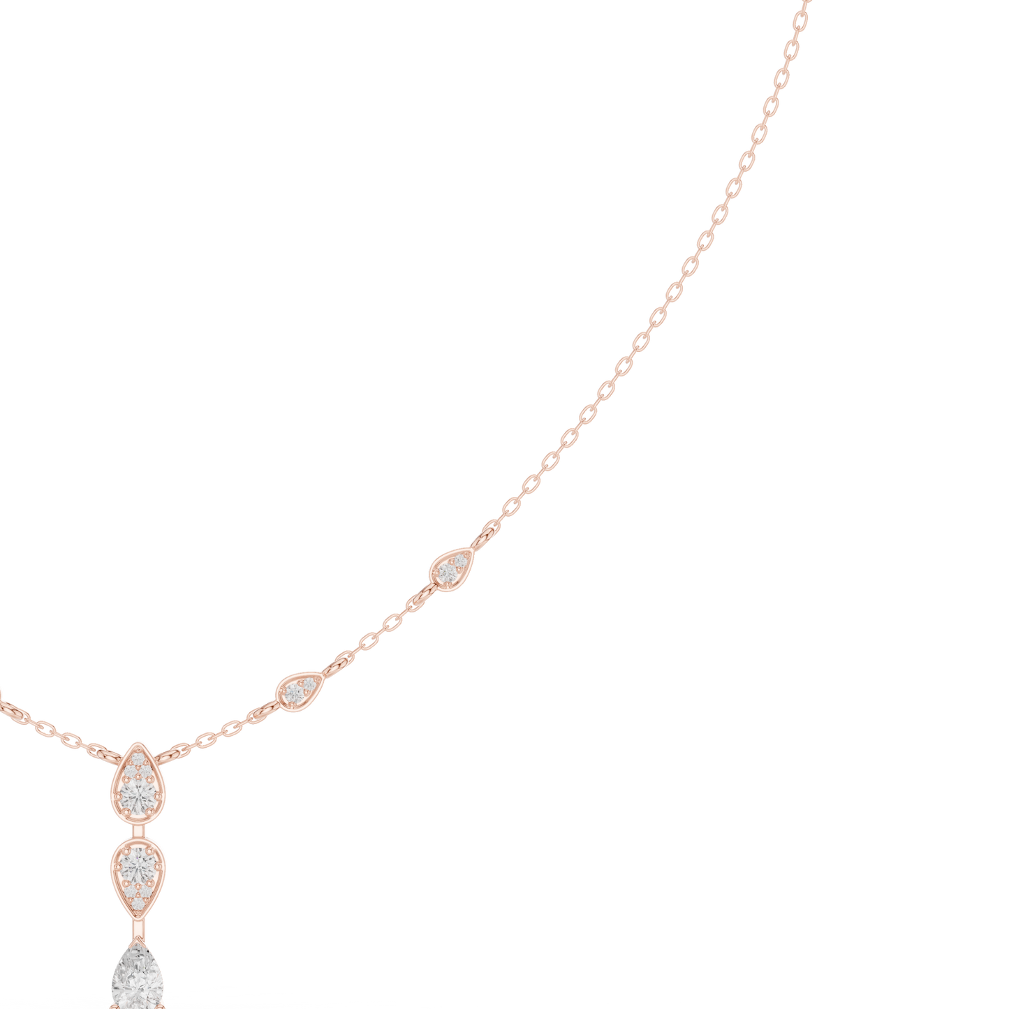 0.64ctw Gold Pear Cut Diamond Bezel Y-Necklace Lariat Drop Chain