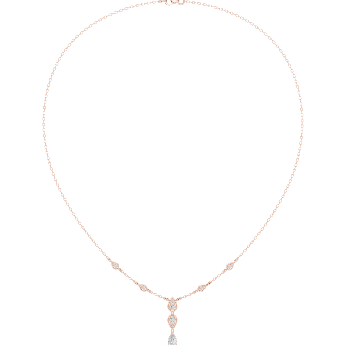 0.64ctw Gold Pear Cut Diamond Bezel Y-Necklace Lariat Drop Chain