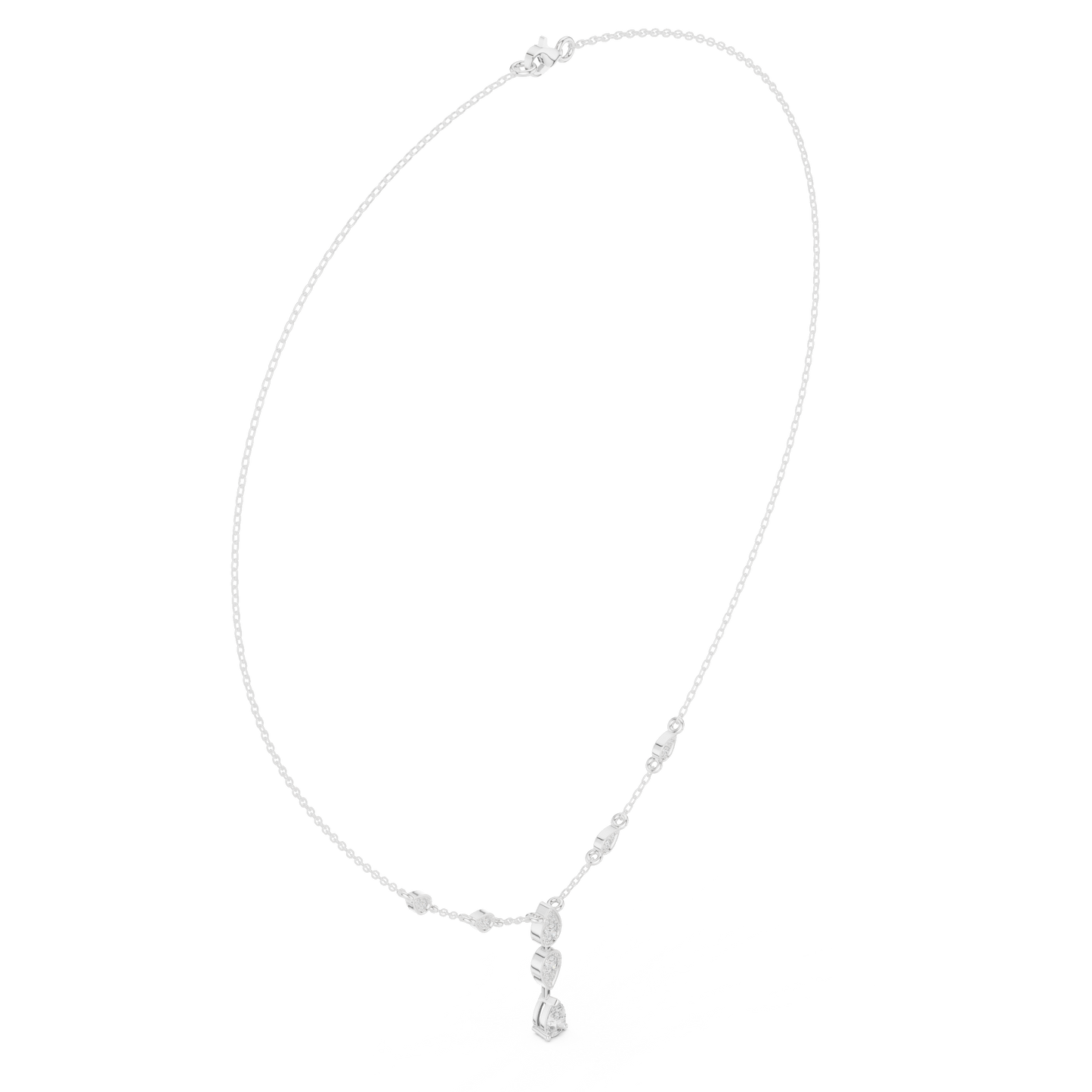 0.64ctw Gold Pear Cut Diamond Bezel Y-Necklace Lariat Drop Chain