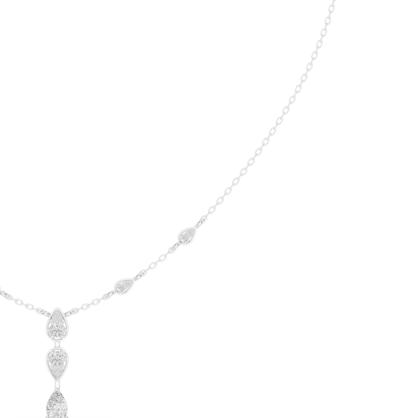 0.64ctw Gold Pear Cut Diamond Bezel Y-Necklace Lariat Drop Chain