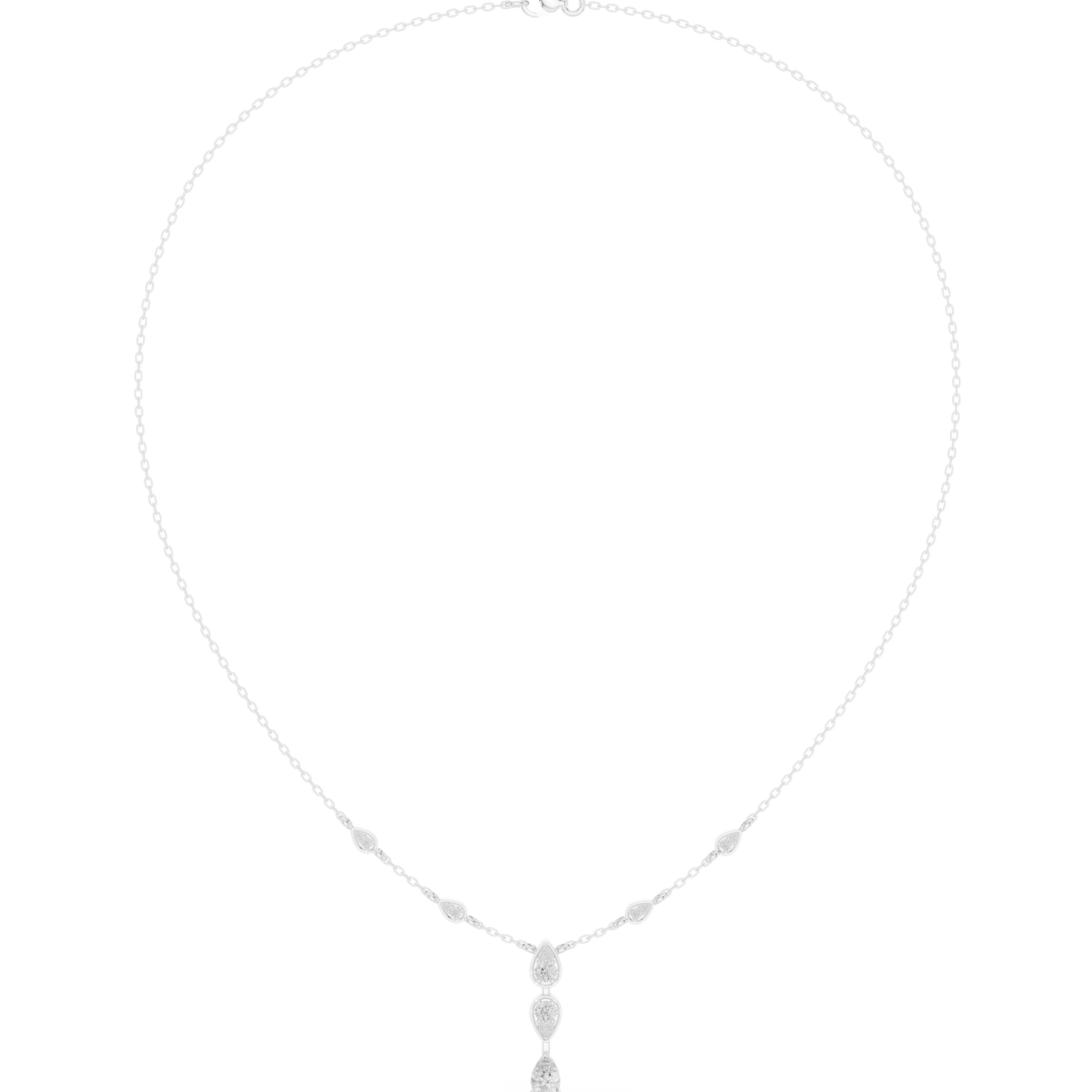 0.64ctw Gold Pear Cut Diamond Bezel Y-Necklace Lariat Drop Chain