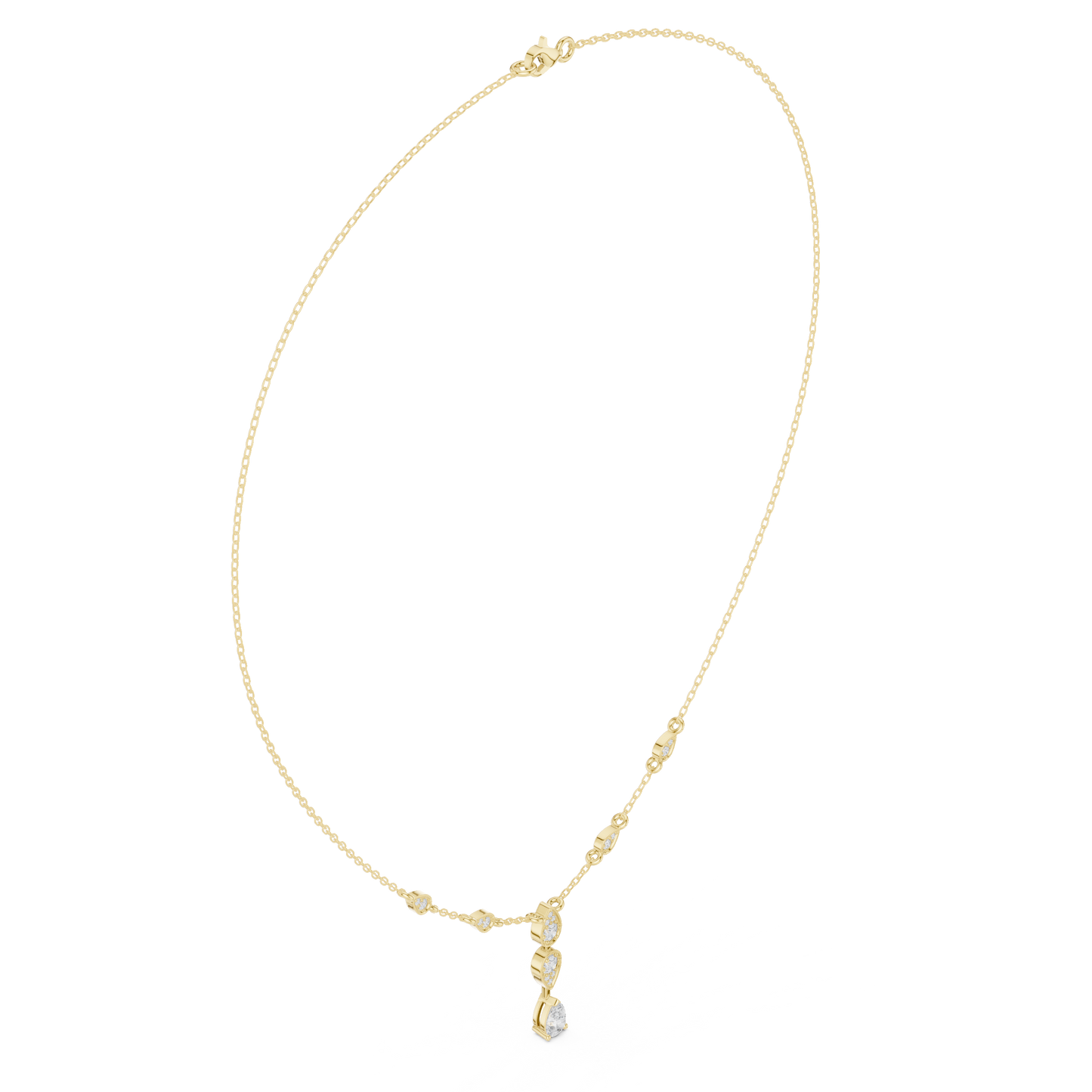 0.64ctw Gold Pear Cut Diamond Bezel Y-Necklace Lariat Drop Chain