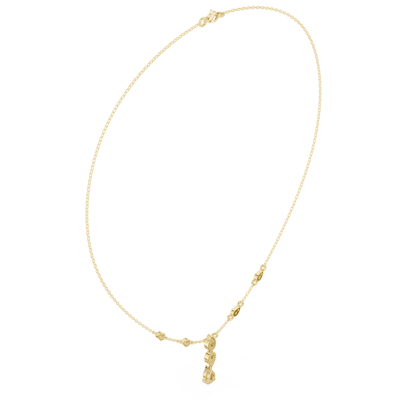 0.64ctw Gold Pear Cut Diamond Bezel Y-Necklace Lariat Drop Chain
