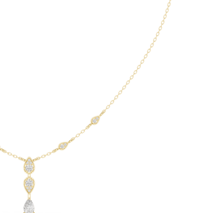 0.64ctw Gold Pear Cut Diamond Bezel Y-Necklace Lariat Drop Chain