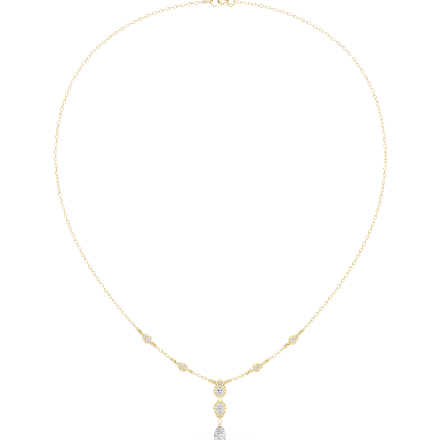 0.64ctw Gold Pear Cut Diamond Bezel Y-Necklace Lariat Drop Chain