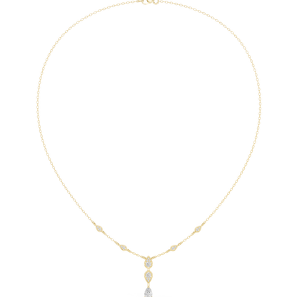 0.64ctw Gold Pear Cut Diamond Bezel Y-Necklace Lariat Drop Chain