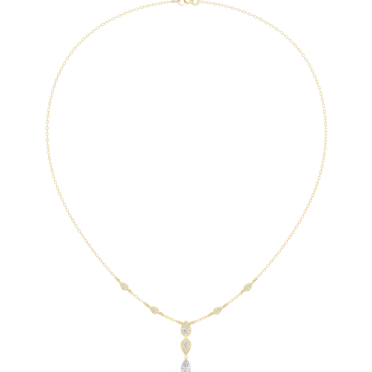 0.64ctw Gold Pear Cut Diamond Bezel Y-Necklace Lariat Drop Chain