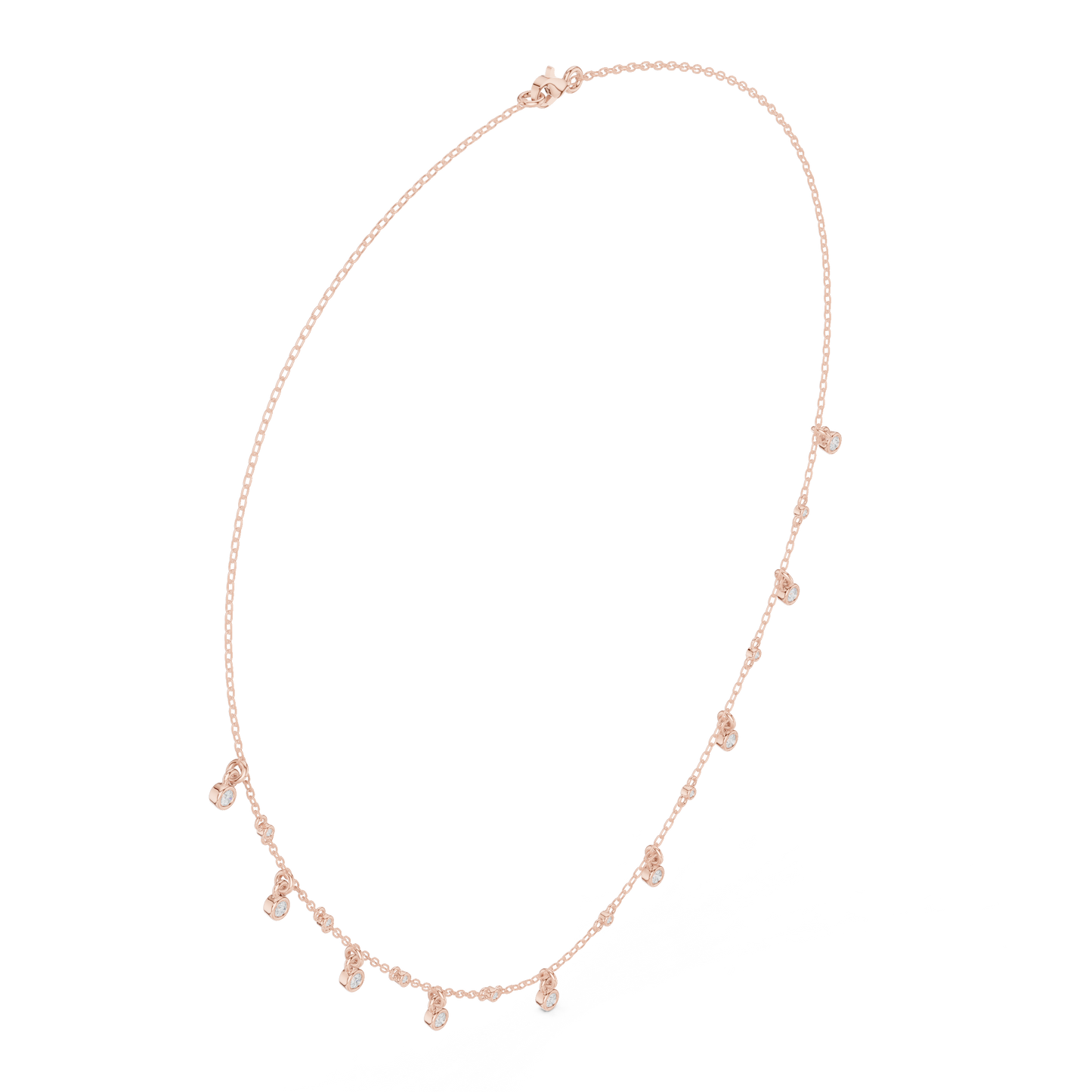 0.36ctw Solid Gold Bezel Round Solitaire Charm Dangle Choker Necklace