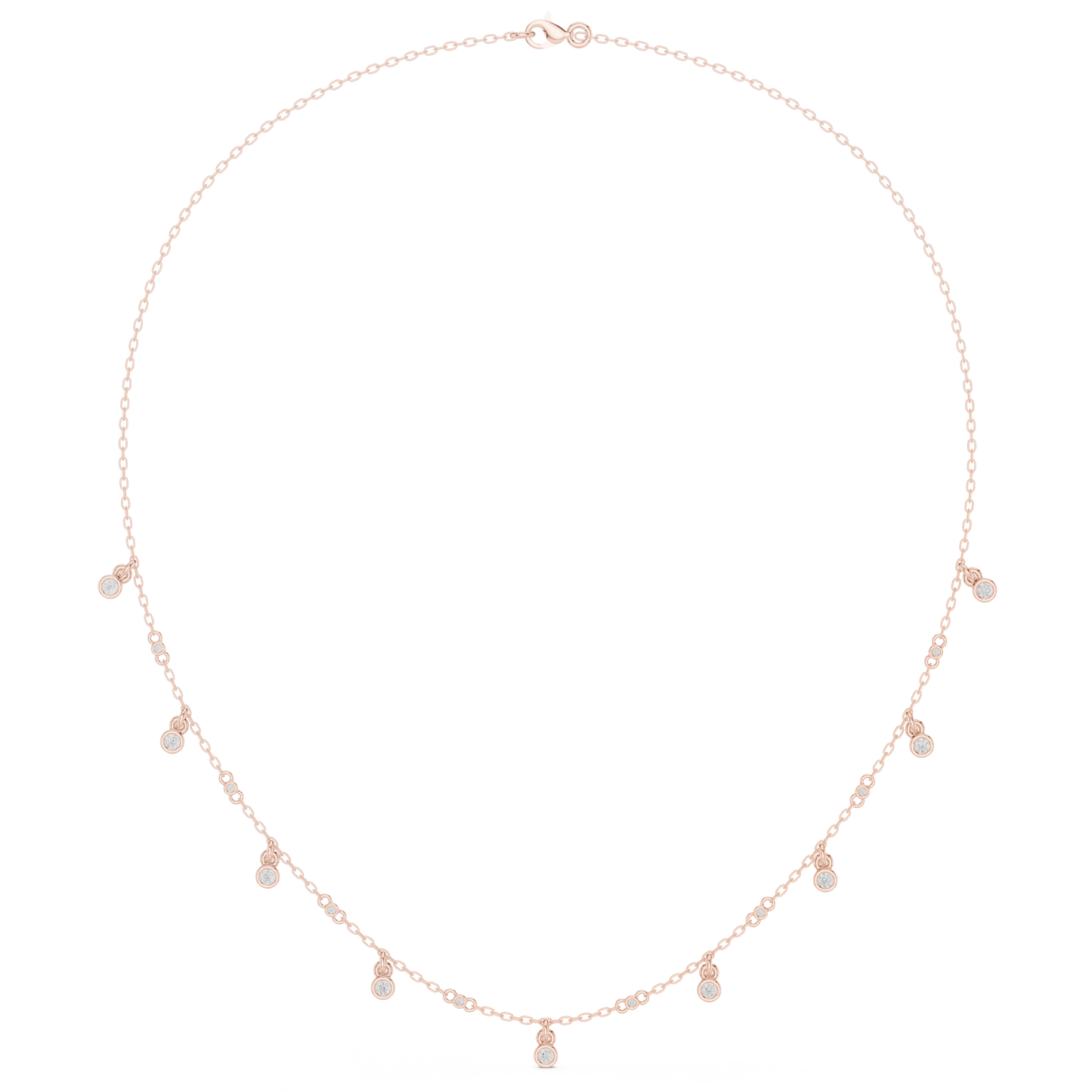 0.36ctw Solid Gold Bezel Round Solitaire Charm Dangle Choker Necklace