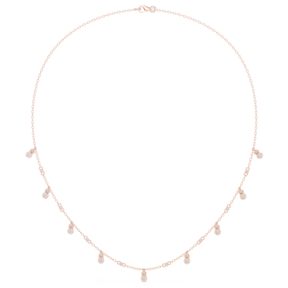 0.36ctw Solid Gold Bezel Round Solitaire Charm Dangle Choker Necklace