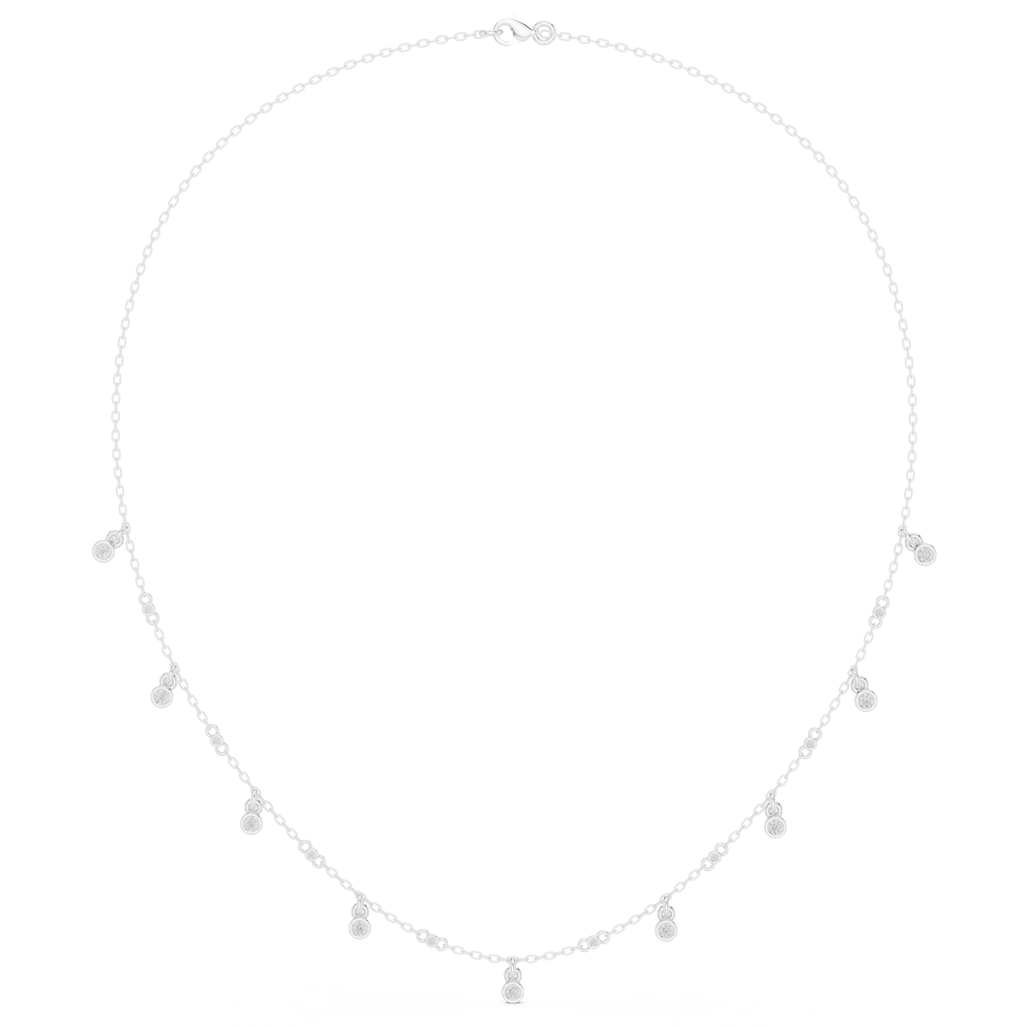 0.36ctw Solid Gold Bezel Round Solitaire Charm Dangle Choker Necklace