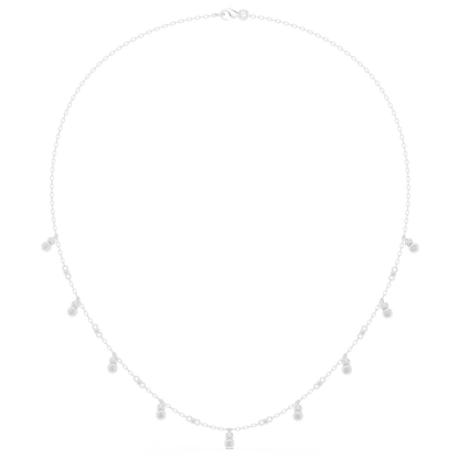 0.36ctw Solid Gold Bezel Round Solitaire Charm Dangle Choker Necklace