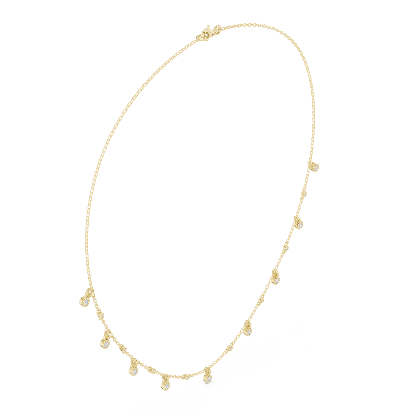 0.36ctw Solid Gold Bezel Round Solitaire Charm Dangle Choker Necklace