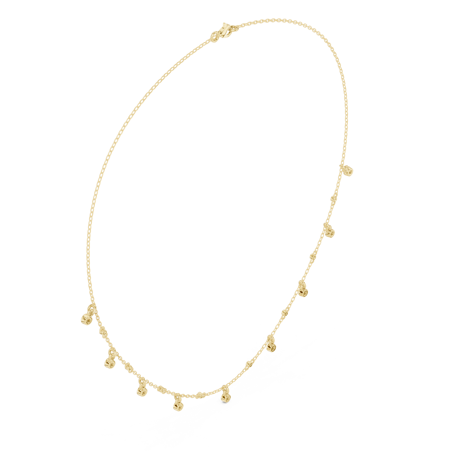 0.36ctw Solid Gold Bezel Round Solitaire Charm Dangle Choker Necklace
