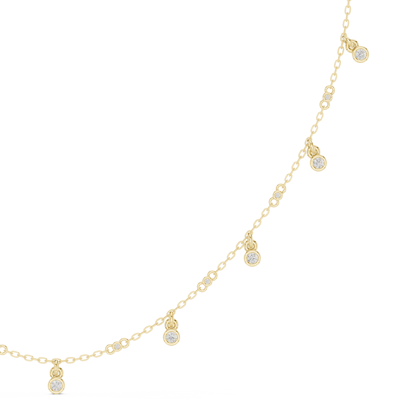 0.36ctw Solid Gold Bezel Round Solitaire Charm Dangle Choker Necklace
