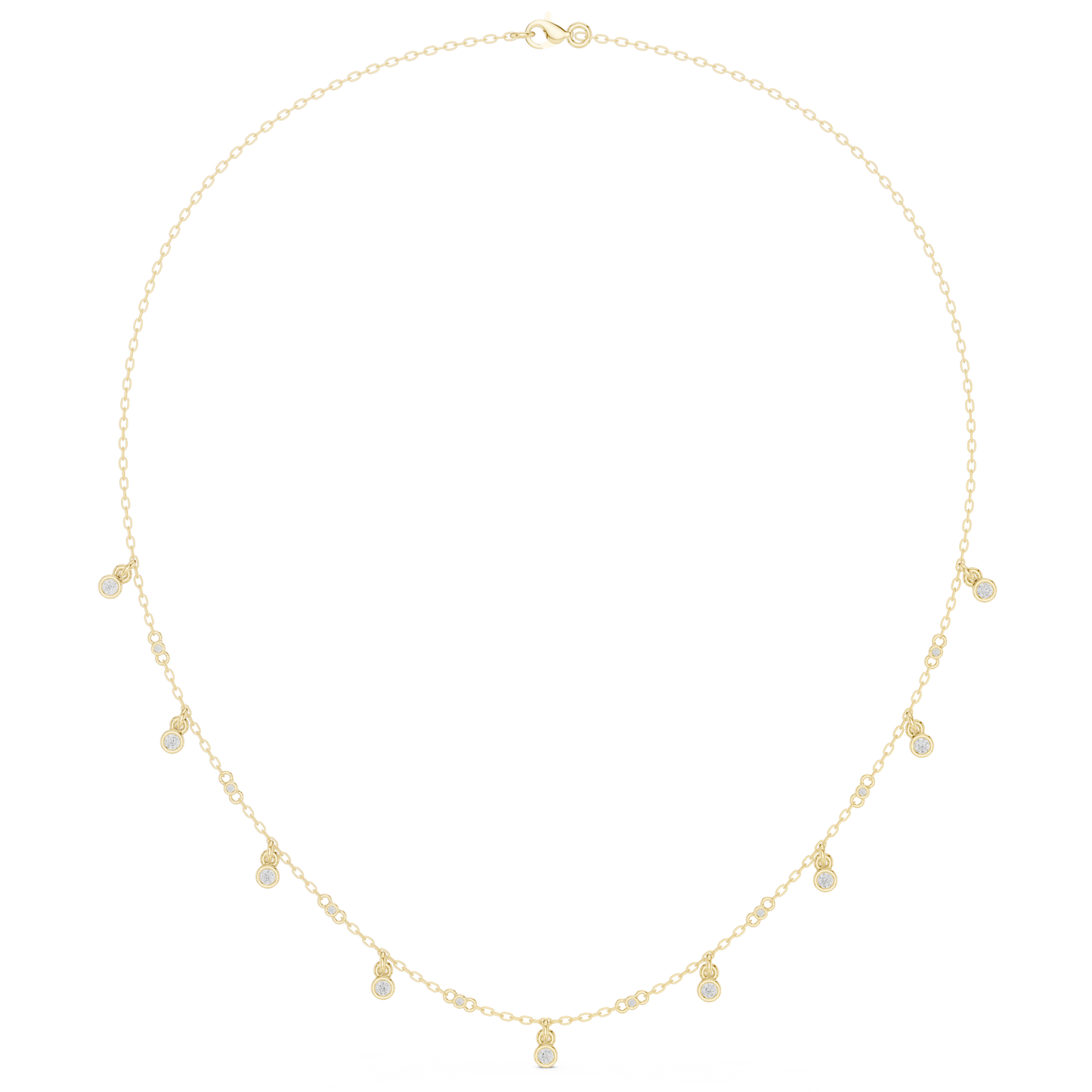 0.36ctw Solid Gold Bezel Round Solitaire Charm Dangle Choker Necklace