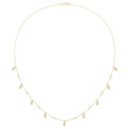 0.36ctw Solid Gold Bezel Round Solitaire Charm Dangle Choker Necklace