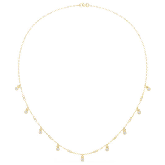 0.36ctw Solid Gold Bezel Round Solitaire Charm Dangle Choker Necklace