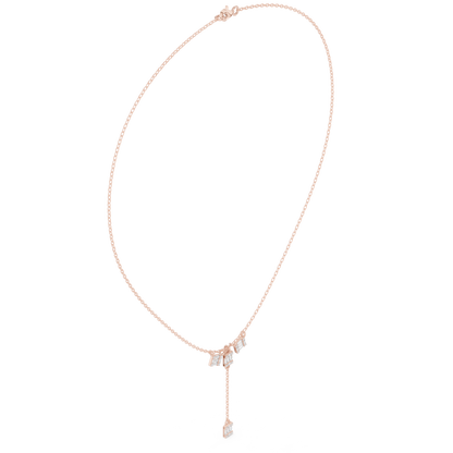 0.53ctw Solid Gold Baguette Diamond Y-Pendent Geometric Lariat Drop Chain