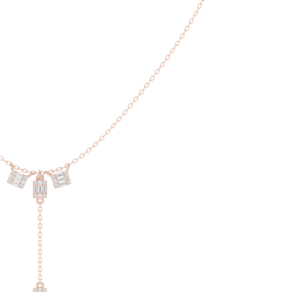 0.53ctw Solid Gold Baguette Diamond Y-Pendent Geometric Lariat Drop Chain
