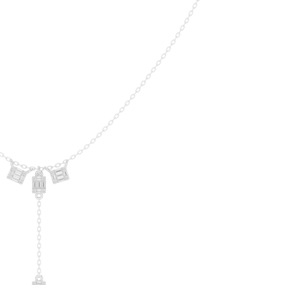 0.53ctw Solid Gold Baguette Diamond Y-Pendent Geometric Lariat Drop Chain