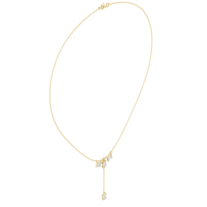 0.53ctw Solid Gold Baguette Diamond Y-Pendent Geometric Lariat Drop Chain