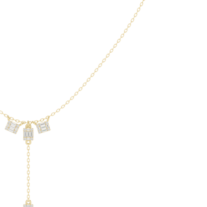 0.53ctw Solid Gold Baguette Diamond Y-Pendent Geometric Lariat Drop Chain