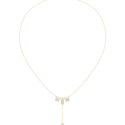 0.53ctw Solid Gold Baguette Diamond Y-Pendent Geometric Lariat Drop Chain