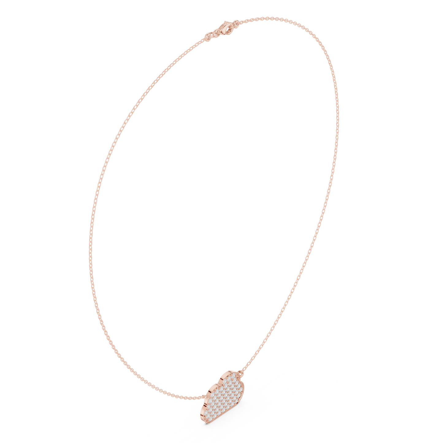 1.64ctw Solid Gold Pave Diamond Cloud Pendant Celestial Charm Necklace