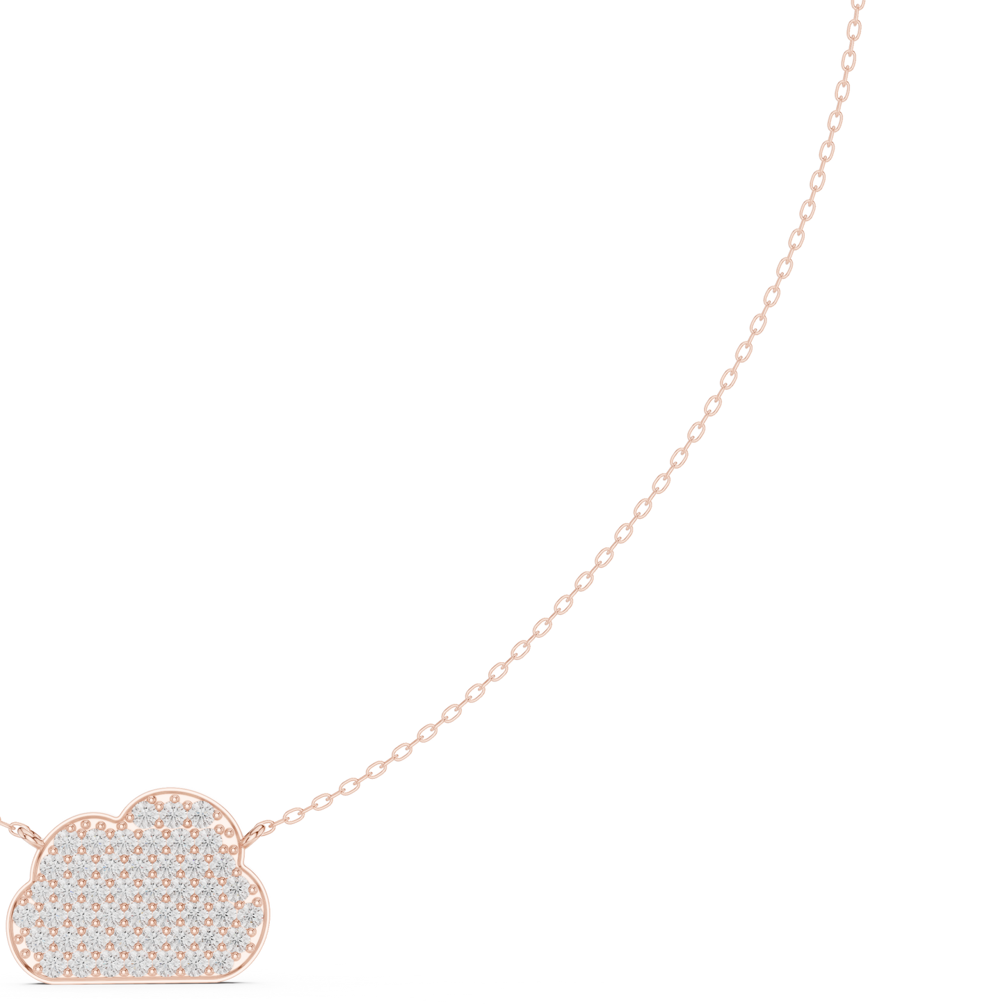 1.64ctw Solid Gold Pave Diamond Cloud Pendant Celestial Charm Necklace