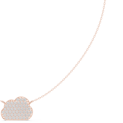 1.64ctw Solid Gold Pave Diamond Cloud Pendant Celestial Charm Necklace