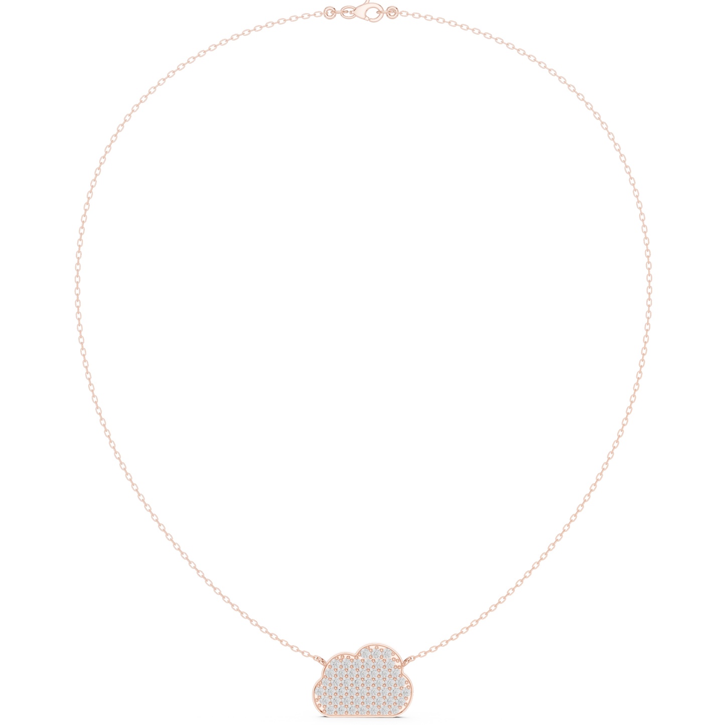 1.64ctw Solid Gold Pave Diamond Cloud Pendant Celestial Charm Necklace