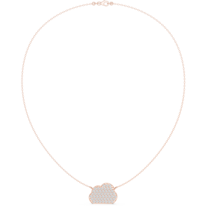 1.64ctw Solid Gold Pave Diamond Cloud Pendant Celestial Charm Necklace