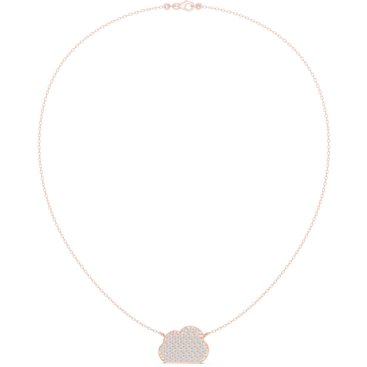 1.64ctw Solid Gold Pave Diamond Cloud Pendant Celestial Charm Necklace