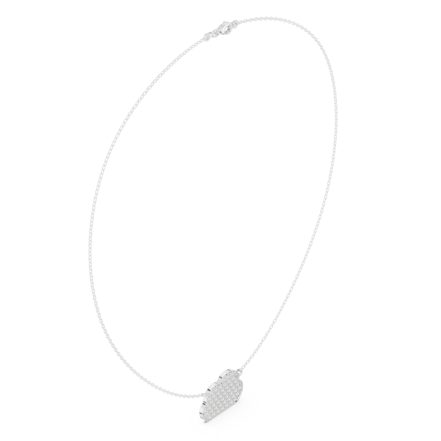 1.64ctw Solid Gold Pave Diamond Cloud Pendant Celestial Charm Necklace