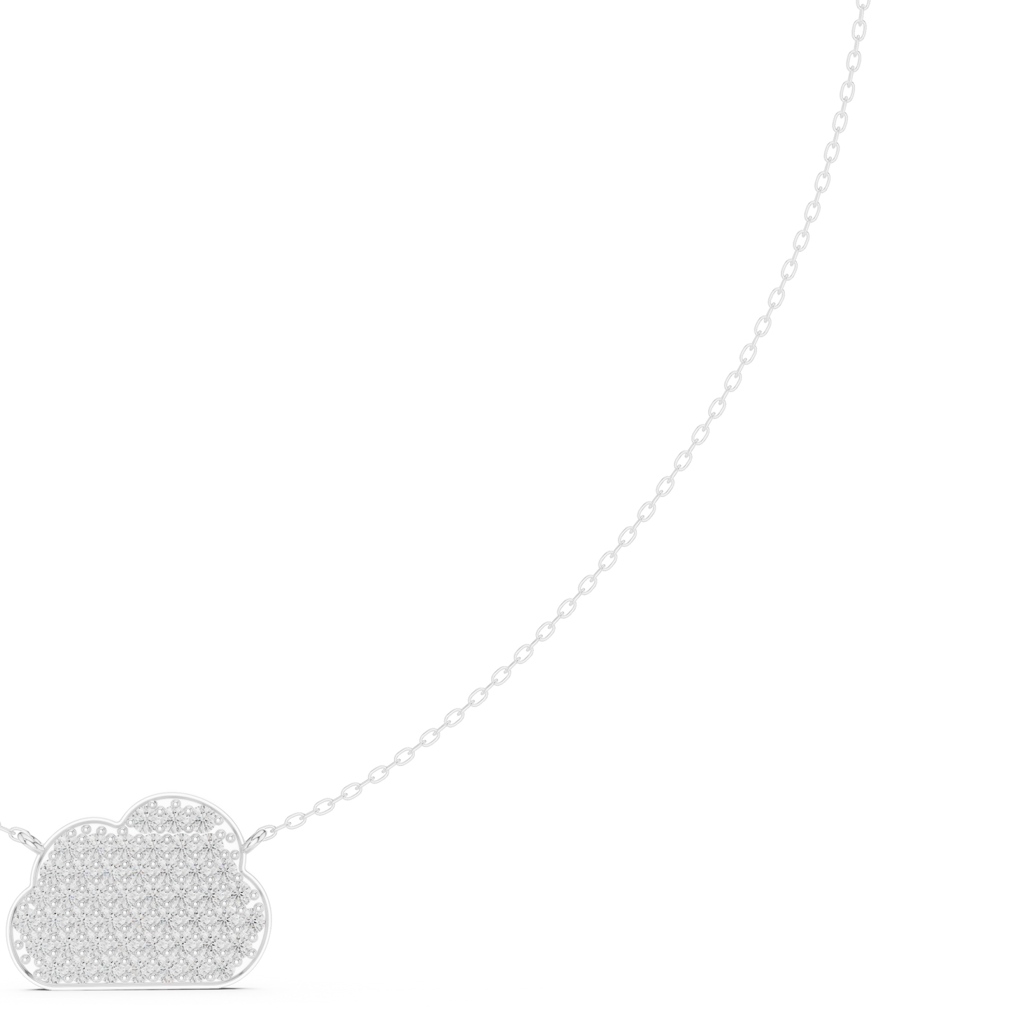 1.64ctw Solid Gold Pave Diamond Cloud Pendant Celestial Charm Necklace