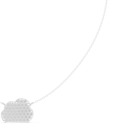 1.64ctw Solid Gold Pave Diamond Cloud Pendant Celestial Charm Necklace