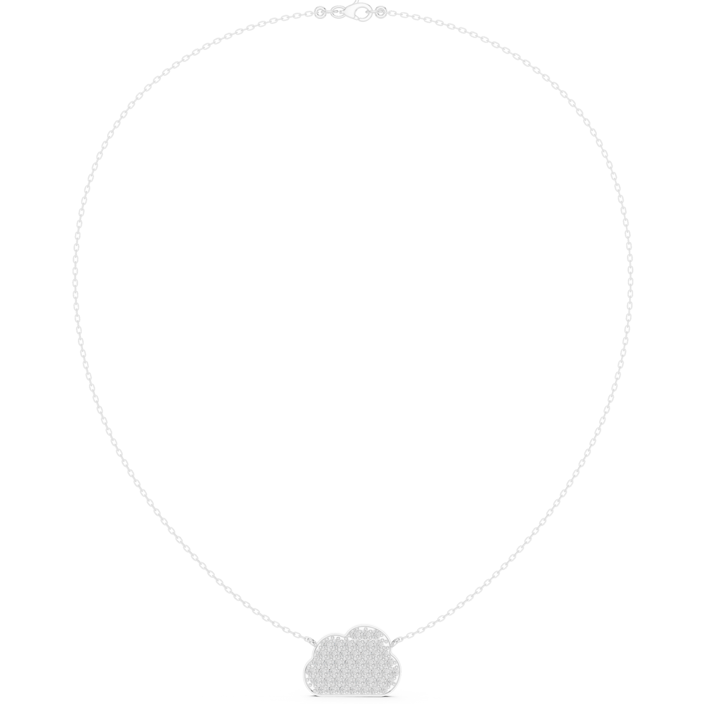 1.64ctw Solid Gold Pave Diamond Cloud Pendant Celestial Charm Necklace