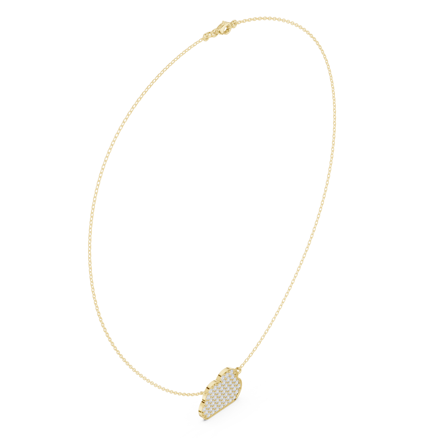 1.64ctw Solid Gold Pave Diamond Cloud Pendant Celestial Charm Necklace